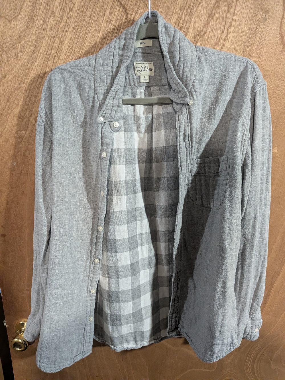 J. Crew Men's Light Gray Button-Front Shirt Jacket